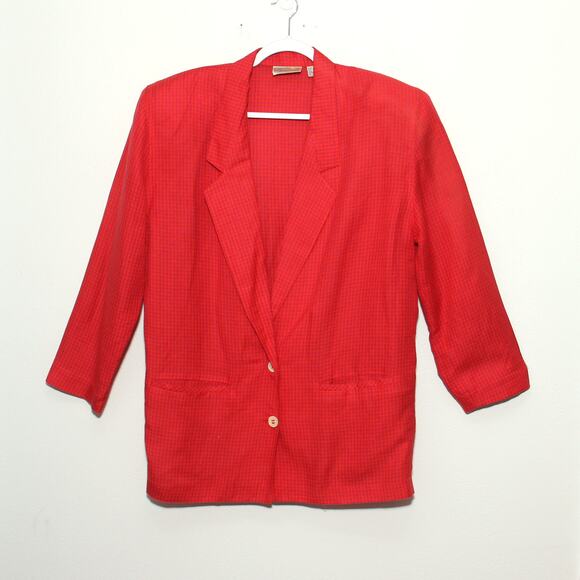Vintage 80s Liz Claiborne Boxy Blazer Linen Blend Size 10 - Picture 1 of 6